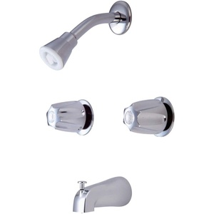 image:imageKingston Brass KF110 Proseal Three Handle Center Tub and Shower Valve Polished Chrome 8 x 238 x 2388Inch Adjustable Center