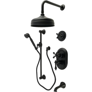 image:imageKingston KSK36300AX Restoration Thermostatic Tub and Shower System Matte Black