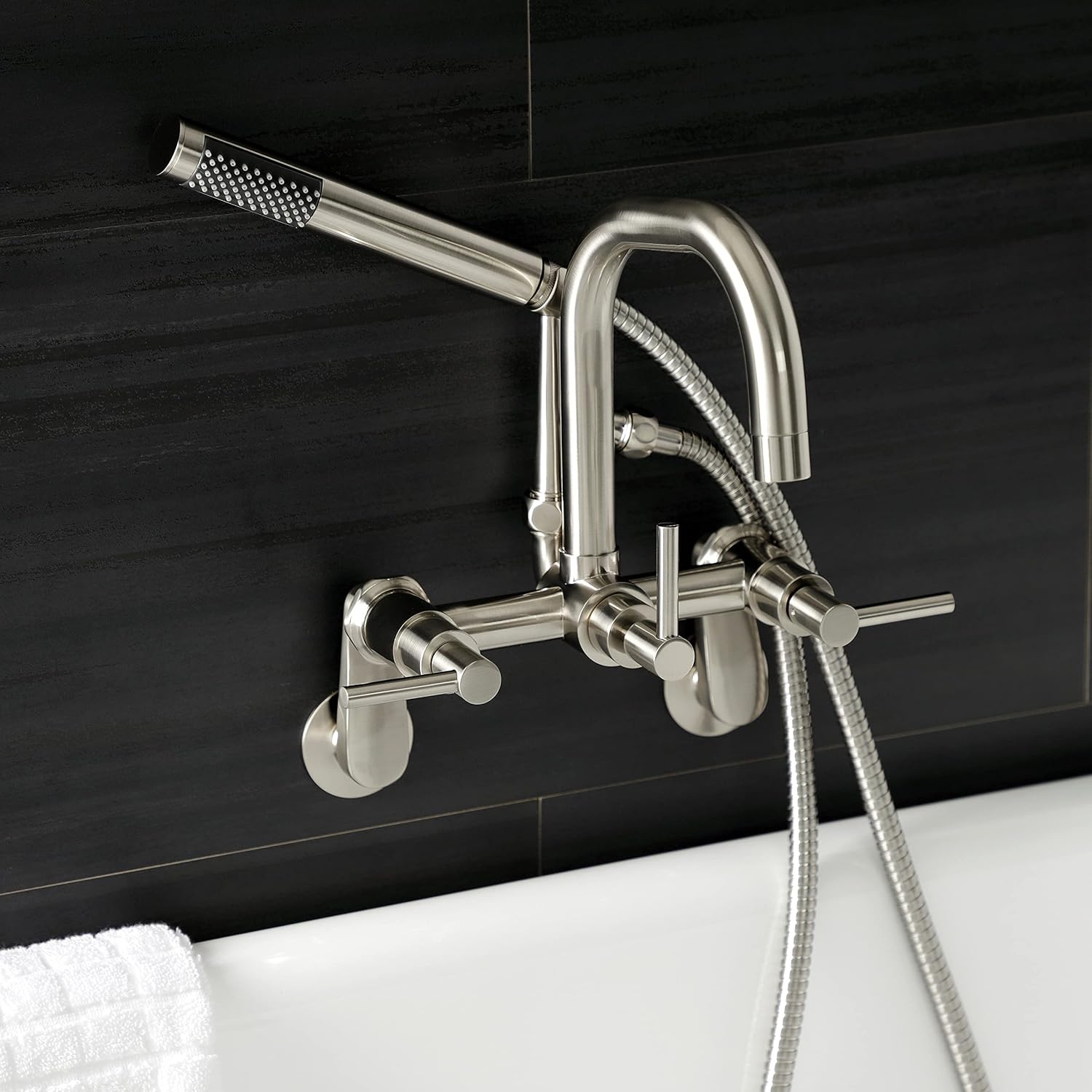 image:imageAqua Vintage AE8450DL Concord Wall Mount Clawfoot Tub Faucet Matte BlackBrushed Nickel