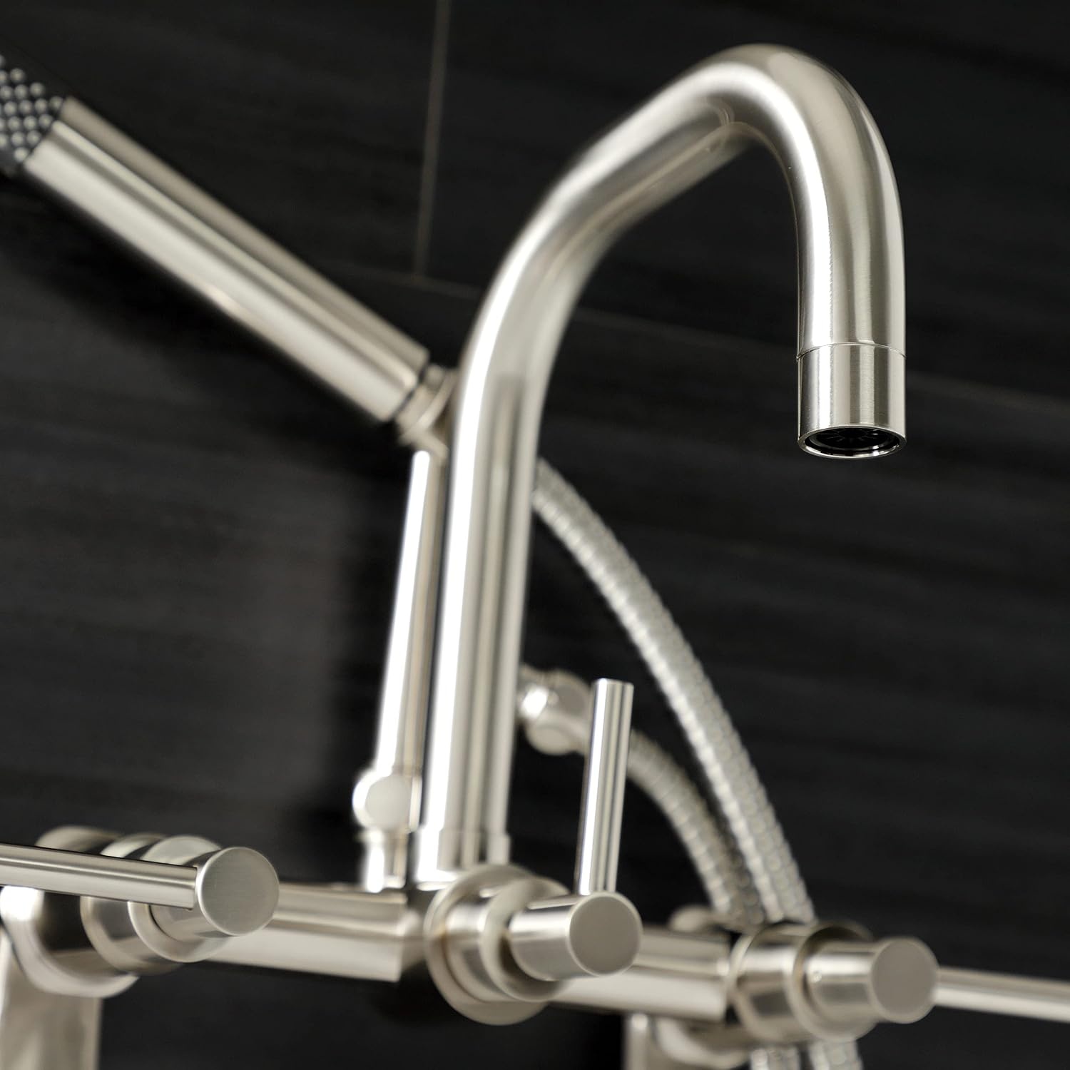 image:imageAqua Vintage AE8450DL Concord Wall Mount Clawfoot Tub Faucet Matte BlackBrushed Nickel