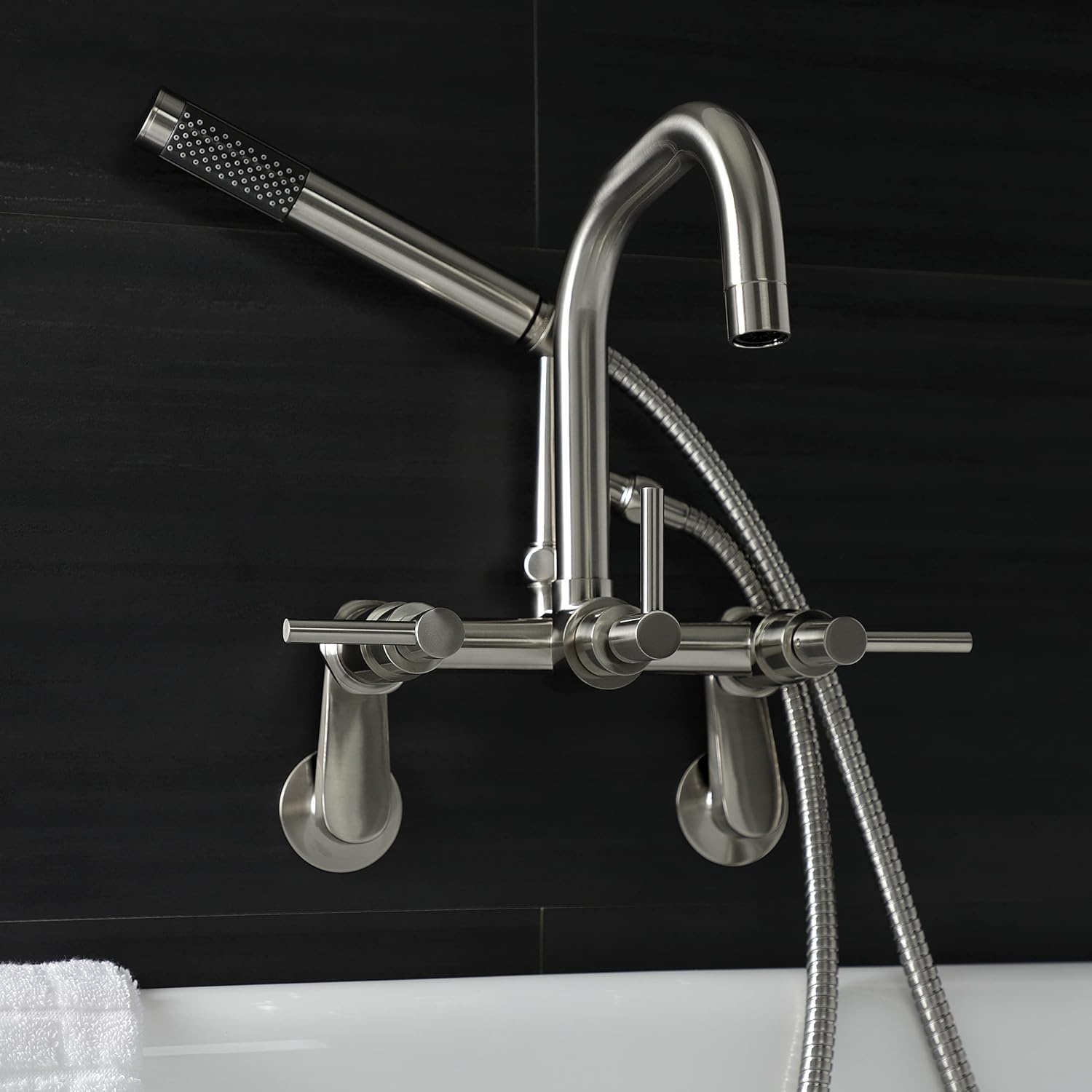 image:imageAqua Vintage AE8450DL Concord Wall Mount Clawfoot Tub Faucet Matte BlackBrushed Nickel