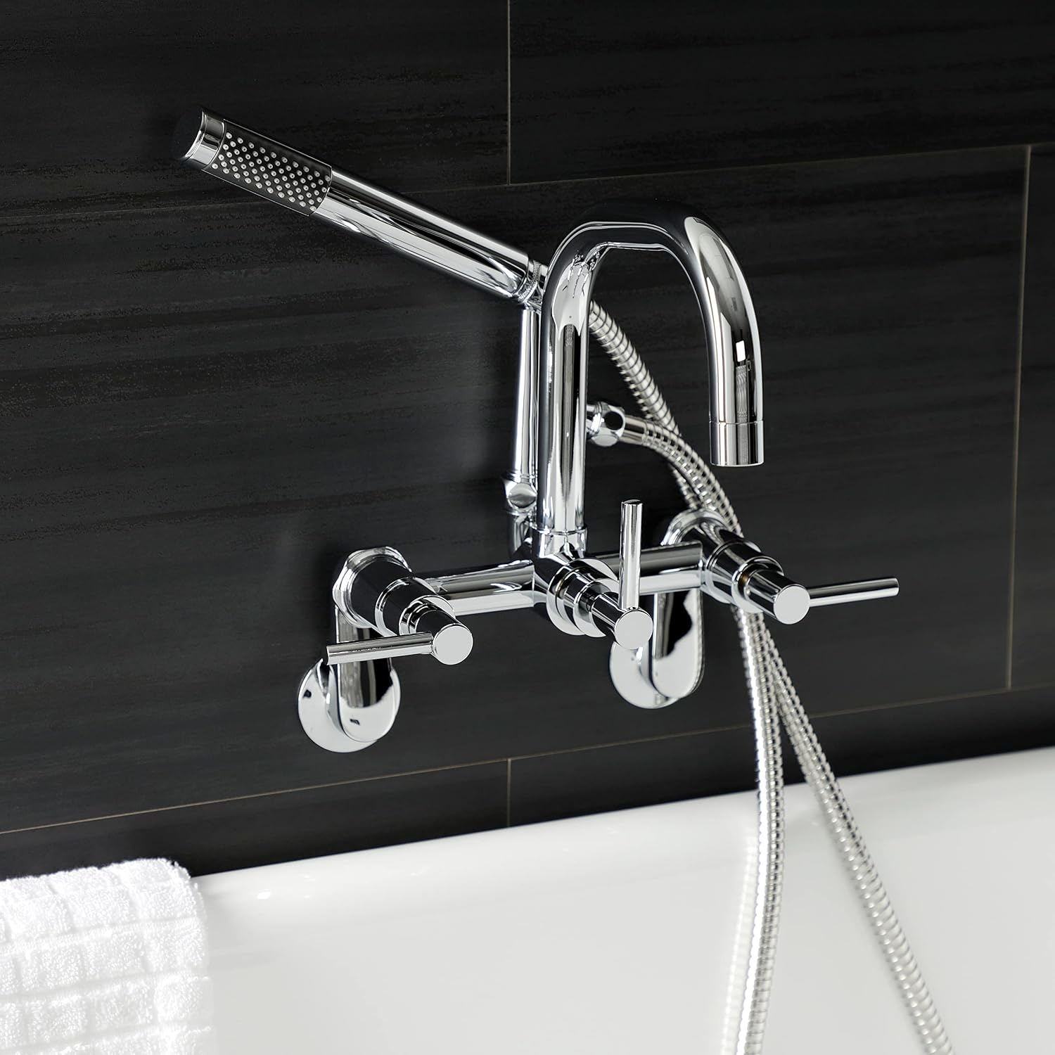 image:imageAqua Vintage AE8450DL Concord Wall Mount Clawfoot Tub Faucet Matte BlackPolished Chrome