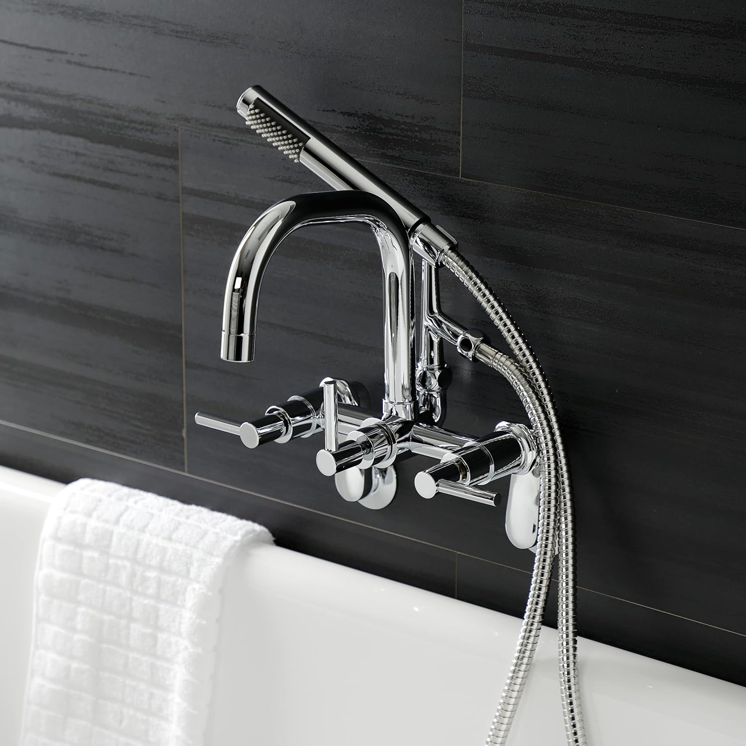image:imageAqua Vintage AE8450DL Concord Wall Mount Clawfoot Tub Faucet Matte BlackPolished Chrome