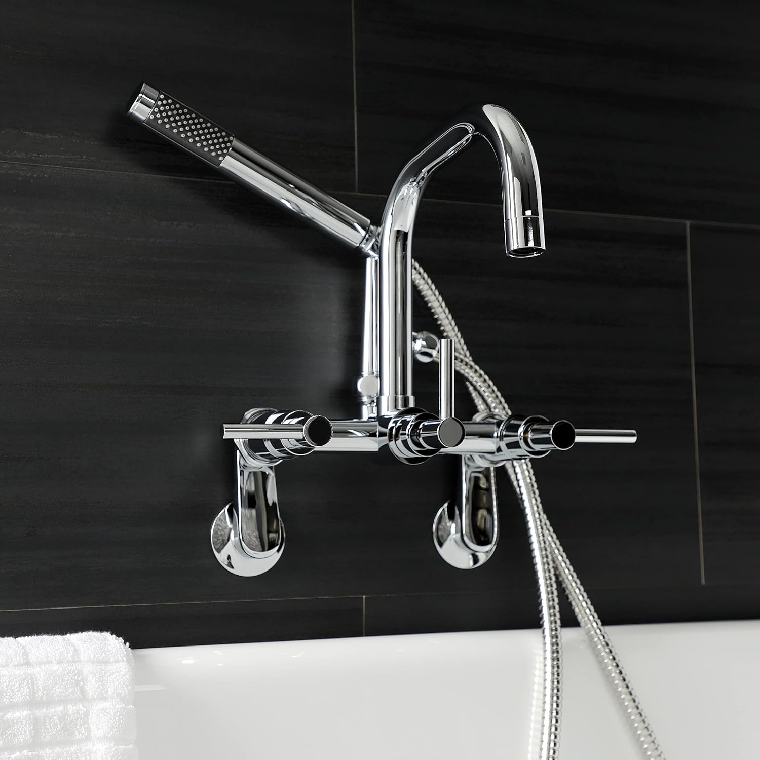 image:imageAqua Vintage AE8450DL Concord Wall Mount Clawfoot Tub Faucet Matte BlackPolished Chrome