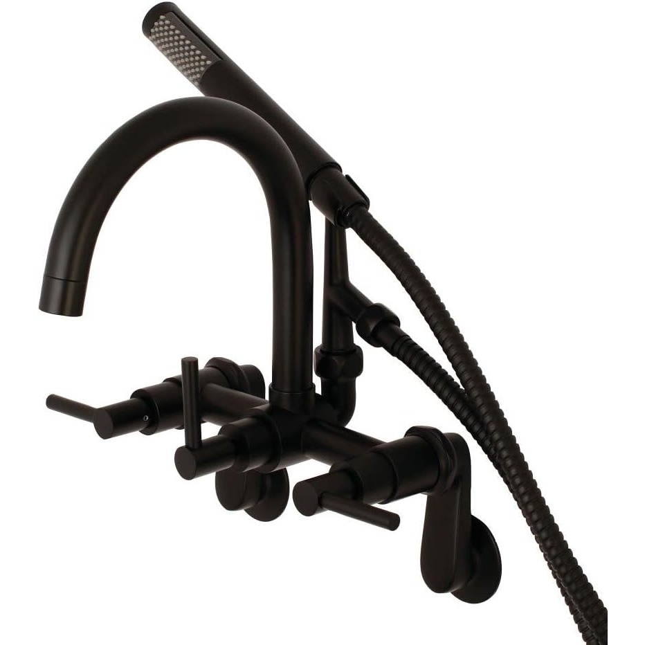 image:imageAqua Vintage AE8158DL Concord 7Inch Adjustable Wall Mount Tub Faucet Brushed NickelMatte Black