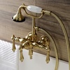 image:imageKingston Brass AE19T7 Aqua Vintage 338 Inch Wall Mount Tub Faucet with Hand Shower Brushed BrassBrushed Brass