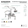 image:imageKingston Brass AE19T7 Aqua Vintage 338 Inch Wall Mount Tub Faucet with Hand Shower Brushed BrassBrushed Nickel