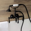 image:imageKingston Brass AE19T7 Aqua Vintage 338 Inch Wall Mount Tub Faucet with Hand Shower Brushed BrassMatte Black