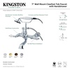 image:imageKingston Brass CC544T1 Vintage 7Inch Spread Wall Mount Leg Tub Filler with Hand Shower Porcelain Lever Handle Polished ChromeBrushed Nickel