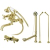 image:imageKingston Brass CCK225AB Vintage Wall Mount Clawfoot Tub Faucet Package with Supply Line Antique BrassPolished Brass