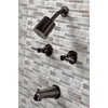 image:imageKingston Brass KBX8141DL Concord DoubleHandle Tub and Shower Faucet in Polished ChromeOil Rubbed Bronze