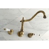 image:imageKingston Brass KS1020PL Heritage Wall Mount Roman Tub Faucet Matte BlackAntique Brass