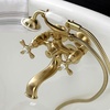 image:imageKingston Brass KS225SB Kingston Wall Mount Clawfoot Tub Faucet with Hand Shower Brushed Brass