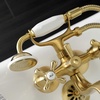image:imageKingston Brass KS225SB Kingston Wall Mount Clawfoot Tub Faucet with Hand Shower Brushed Brass