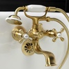 image:imageKingston Brass KS225SB Kingston Wall Mount Clawfoot Tub Faucet with Hand Shower Brushed Brass
