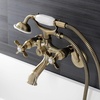 image:imageKingston Brass KS286C ESSEX 3 to 9 Adjustable Centers Wall Mount Clawfoot Tub Filler with Hand Shower Polished ChromeAntique Brass