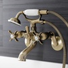 image:imageKingston Brass KS286C ESSEX 3 to 9 Adjustable Centers Wall Mount Clawfoot Tub Filler with Hand Shower Polished ChromeAntique Brass