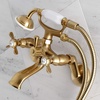 image:imageKingston Brass KS286C ESSEX 3 to 9 Adjustable Centers Wall Mount Clawfoot Tub Filler with Hand Shower Polished ChromeBrushed Brass