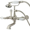 image:imageKingston Brass CC544T1 Vintage 7Inch Spread Wall Mount Leg Tub Filler with Hand Shower Porcelain Lever Handle Polished ChromeBrushed Nickel