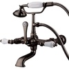 image:imageKingston Brass CC544T1 Vintage 7Inch Spread Wall Mount Leg Tub Filler with Hand Shower Porcelain Lever Handle Polished ChromeOil Rubbed Bronze
