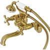 image:imageKingston Brass KS225SB Kingston Wall Mount Clawfoot Tub Faucet with Hand Shower Brushed Brass