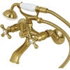 image:imageKingston Brass KS265SB Tub Wall Mount Clawfoot Tub Faucet with Hand Shower Brushed BrassBrushed Brass