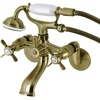 image:imageKingston Brass KS286C ESSEX 3 to 9 Adjustable Centers Wall Mount Clawfoot Tub Filler with Hand Shower Polished ChromeAntique Brass