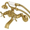 image:imageKingston Brass KS286C ESSEX 3 to 9 Adjustable Centers Wall Mount Clawfoot Tub Filler with Hand Shower Polished ChromeBrushed Brass