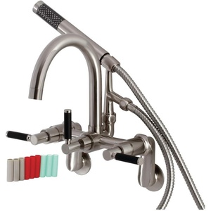 image:imageAqua Vintage AE8150DKL Kaiser 7Inch Adjustable Wall Mount Clawfoot Tub Faucet Matte BlackBrushed Nickel