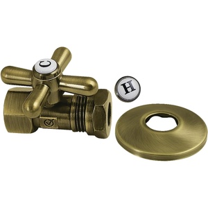 image:imageKingston Brass CC44153XK 12 FIP x 12 or 716 Slip Joint QuarterTurn Straight ShutOff Valve with Flange Antique Brass