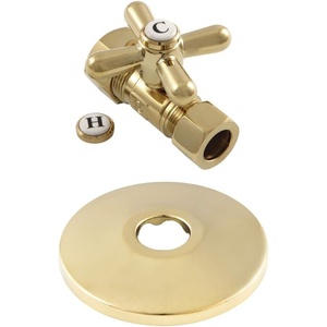 image:imageKingston Brass CC44452XK 58Inch OD X 12Inch OD Comp QuarterTurn Straight Stop Valve with Flange Polished Brass