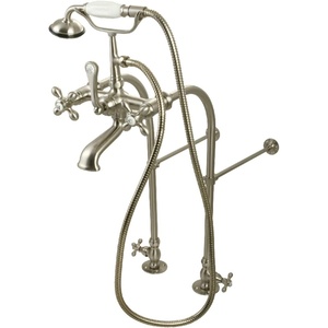 image:imageKingston Brass CC57T458MX Vintage FreeStanding Clawfoot Tub Filler with Hand Shower and Cross Handle Brushed NickelBrushed Nickel