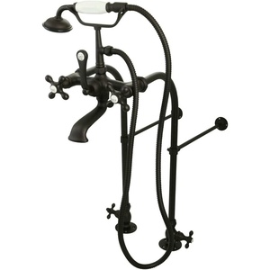 image:imageKingston Brass CC57T458MX Vintage FreeStanding Clawfoot Tub Filler with Hand Shower and Cross Handle Brushed NickelOil Rubbed Bronze