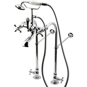 image:imageKingston Brass CC57T458MX Vintage FreeStanding Clawfoot Tub Filler with Hand Shower and Cross Handle Brushed NickelPolished Chrome