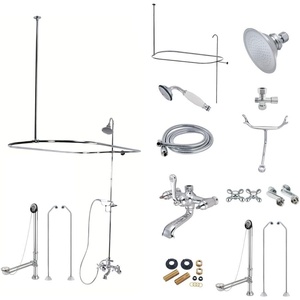 image:imageKingston Brass CCK1181AX Vintage Clawfoot Tub Faucet Package with Shower Enclosure Polished ChromePolished Chrome
