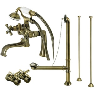image:imageKingston Brass CCK225AB Vintage Wall Mount Clawfoot Tub Faucet Package with Supply Line Antique BrassAntique Brass