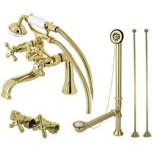 image:imageKingston Brass CCK225AB Vintage Wall Mount Clawfoot Tub Faucet Package with Supply Line Antique BrassPolished Brass