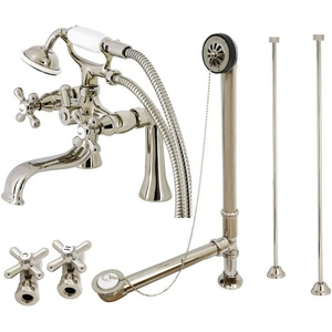 image:imageKingston Brass CCK225AB Vintage Wall Mount Clawfoot Tub Faucet Package with Supply Line Antique BrassPolished Nickel