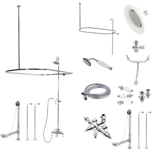 image:imageKingston Brass CCK3141HCPL Vintage Clawfoot Tub Faucet Package with Shower Enclosure Polished Chrome