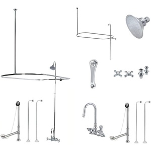 image:imageKingston Brass CCK4141AX Vintage Wall Mount High Rise Claw Foot Tub and Shower Package 434Inch Polished ChromePolished Chrome