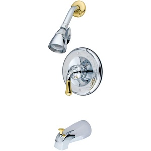 image:imageKingston Brass KB1632 Magellan Tub and Shower Faucet with Single Lever Handle Polished Brass 5Inch Spout ReachPolished ChromePolished Brass