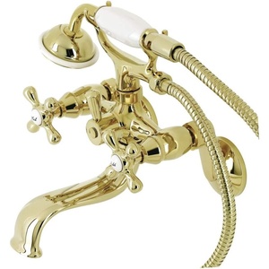 image:imageKingston Brass KS226MB Kingston Wall Mount Tub Faucet with Hand Shower Matte BlackPolished Brass