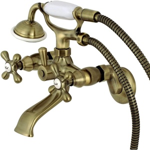 image:imageKingston Brass KS265SB Tub Wall Mount Clawfoot Tub Faucet with Hand Shower Brushed BrassAntique Brass