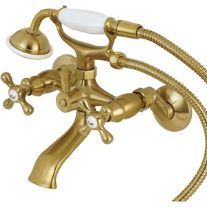 image:imageKingston Brass KS265SB Tub Wall Mount Clawfoot Tub Faucet with Hand Shower Brushed BrassBrushed Brass