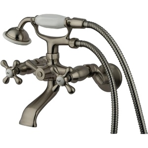 image:imageKingston Brass KS265SB Tub Wall Mount Clawfoot Tub Faucet with Hand Shower Brushed BrassBrushed Nickel