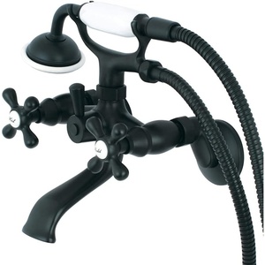image:imageKingston Brass KS265SB Tub Wall Mount Clawfoot Tub Faucet with Hand Shower Brushed BrassMatte Black