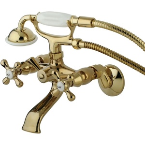 image:imageKingston Brass KS265SB Tub Wall Mount Clawfoot Tub Faucet with Hand Shower Brushed BrassPolished Brass