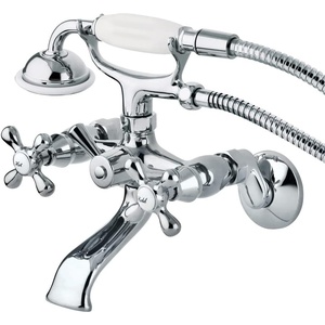 image:imageKingston Brass KS265SB Tub Wall Mount Clawfoot Tub Faucet with Hand Shower Brushed BrassPolished Chrome