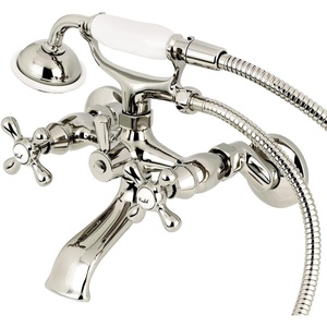 image:imageKingston Brass KS265SB Tub Wall Mount Clawfoot Tub Faucet with Hand Shower Brushed BrassPolished Nickel