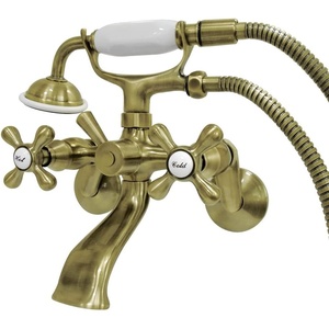 image:imageKingston Brass KS266MB Kingston Wall Mount Clawfoot Tub Faucet with Hand Shower Matte BlackAntique Brass